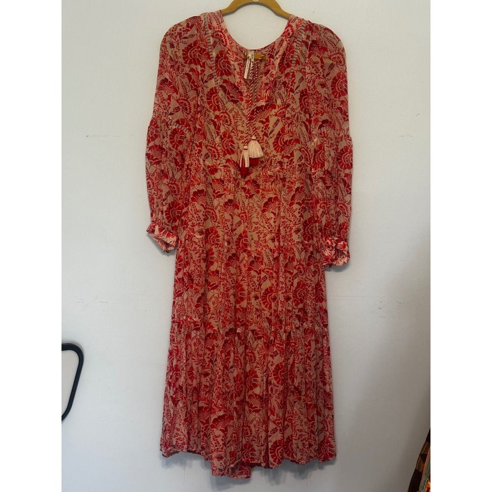 Talulah Tiered Midi Dress in Red Motif by Anthropologie.